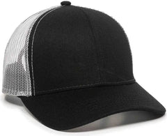 OC Sports MBW-600 Team Adjustable Mesh Back Ball Cap - Black White - Black White / 6 7/8’’ - 7 1/2’’