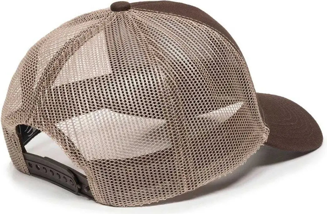 OC Sports MBW-600 Team Adjustable Mesh Back Ball Cap - Brown Khaki - Brown Khaki / 6 7/8’’ - 7 1/2’’