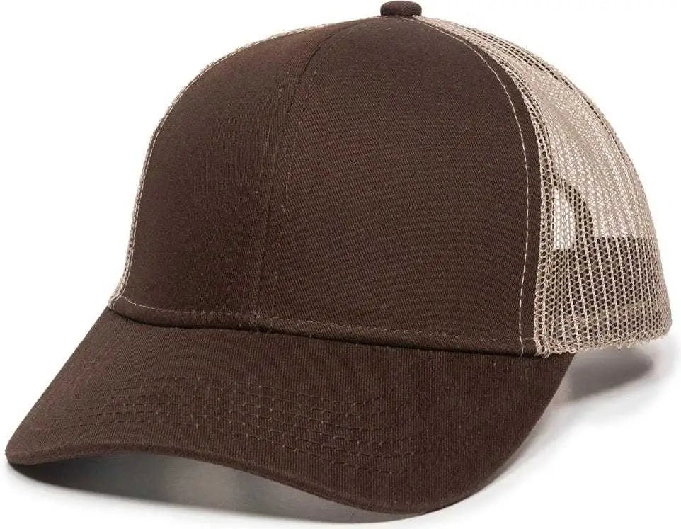 OC Sports MBW-600 Team Adjustable Mesh Back Ball Cap - Brown Khaki - Brown Khaki / 6 7/8’’ - 7 1/2’’