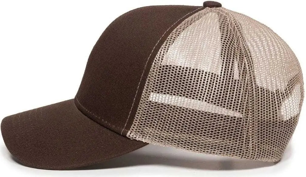 OC Sports MBW-600 Team Adjustable Mesh Back Ball Cap - Brown Khaki - Brown Khaki / 6 7/8’’ - 7 1/2’’