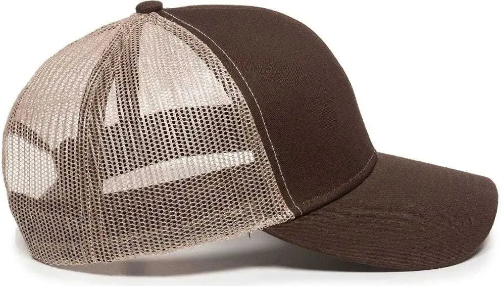 OC Sports MBW-600 Team Adjustable Mesh Back Ball Cap - Brown Khaki - Brown Khaki / 6 7/8’’ - 7 1/2’’