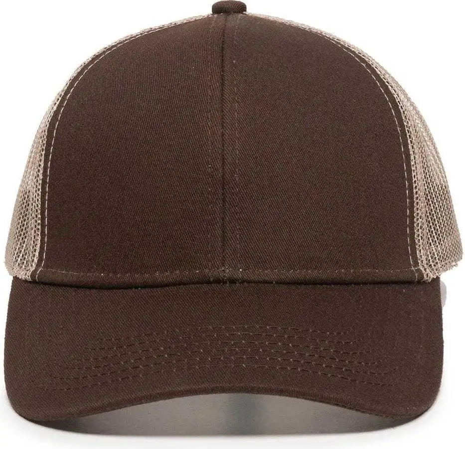 OC Sports MBW-600 Team Adjustable Mesh Back Ball Cap - Brown Khaki - Brown Khaki / 6 7/8’’ - 7 1/2’’
