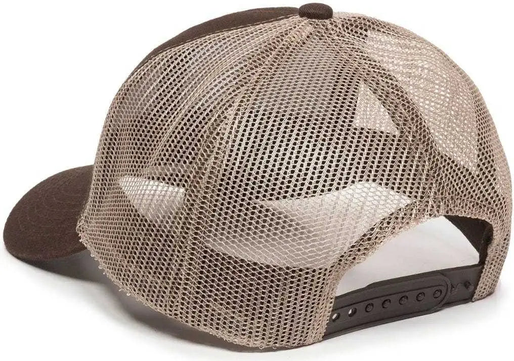 OC Sports MBW-600 Team Adjustable Mesh Back Ball Cap - Brown Khaki - Brown Khaki / 6 7/8’’ - 7 1/2’’