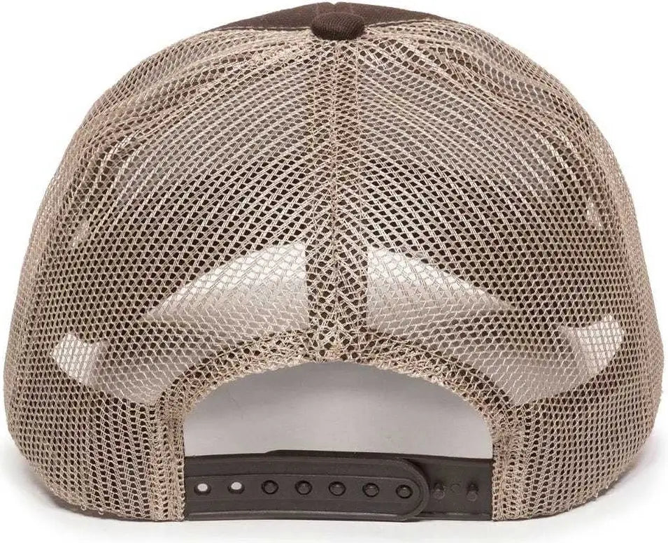OC Sports MBW-600 Team Adjustable Mesh Back Ball Cap - Brown Khaki - Brown Khaki / 6 7/8’’ - 7 1/2’’