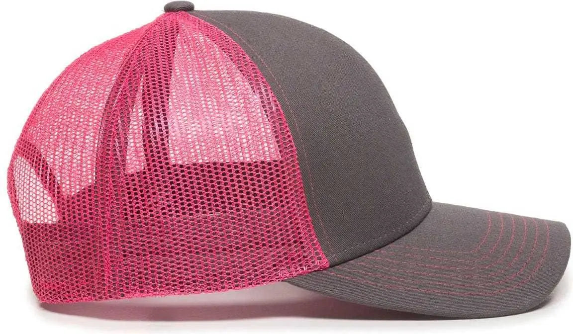 OC Sports MBW-600 Team Adjustable Mesh Back Ball Cap - Charcoal Fuchsia - Dark Gray Fuchsia / 6 7/8’’ - 7 1/2’’