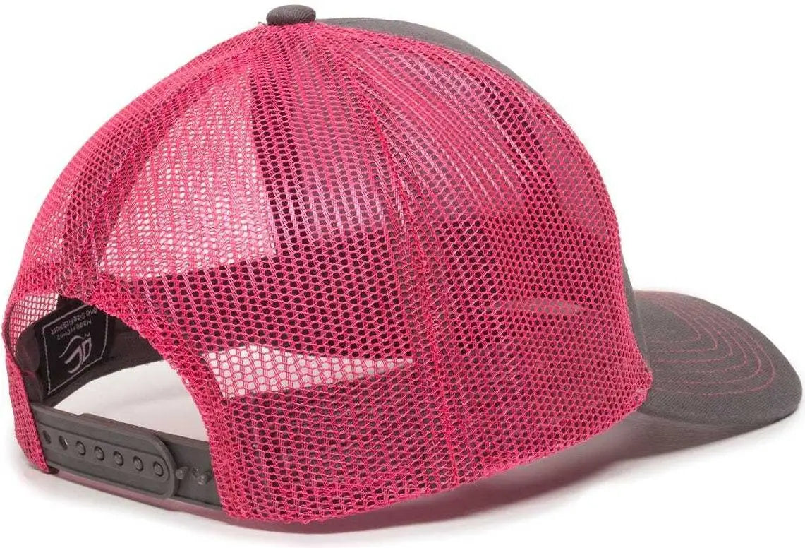 OC Sports MBW-600 Team Adjustable Mesh Back Ball Cap - Charcoal Fuchsia - Dark Gray Fuchsia / 6 7/8’’ - 7 1/2’’