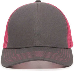 OC Sports MBW-600 Team Adjustable Mesh Back Ball Cap - Charcoal Fuchsia - Dark Gray Fuchsia / 6 7/8’’ - 7 1/2’’