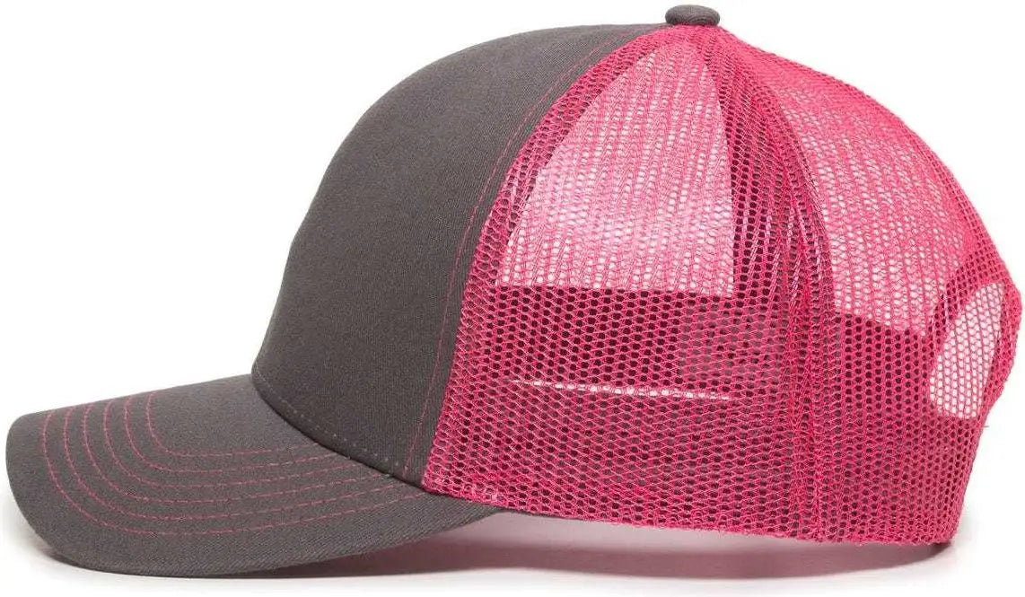 OC Sports MBW-600 Team Adjustable Mesh Back Ball Cap - Charcoal Fuchsia - Dark Gray Fuchsia / 6 7/8’’ - 7 1/2’’
