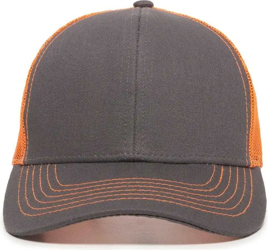 OC Sports MBW-600 Team Adjustable Mesh Back Ball Cap - Charcoal Neon Orange - Dark Gray Orange / 6 7/8’’ - 7 1/2’’