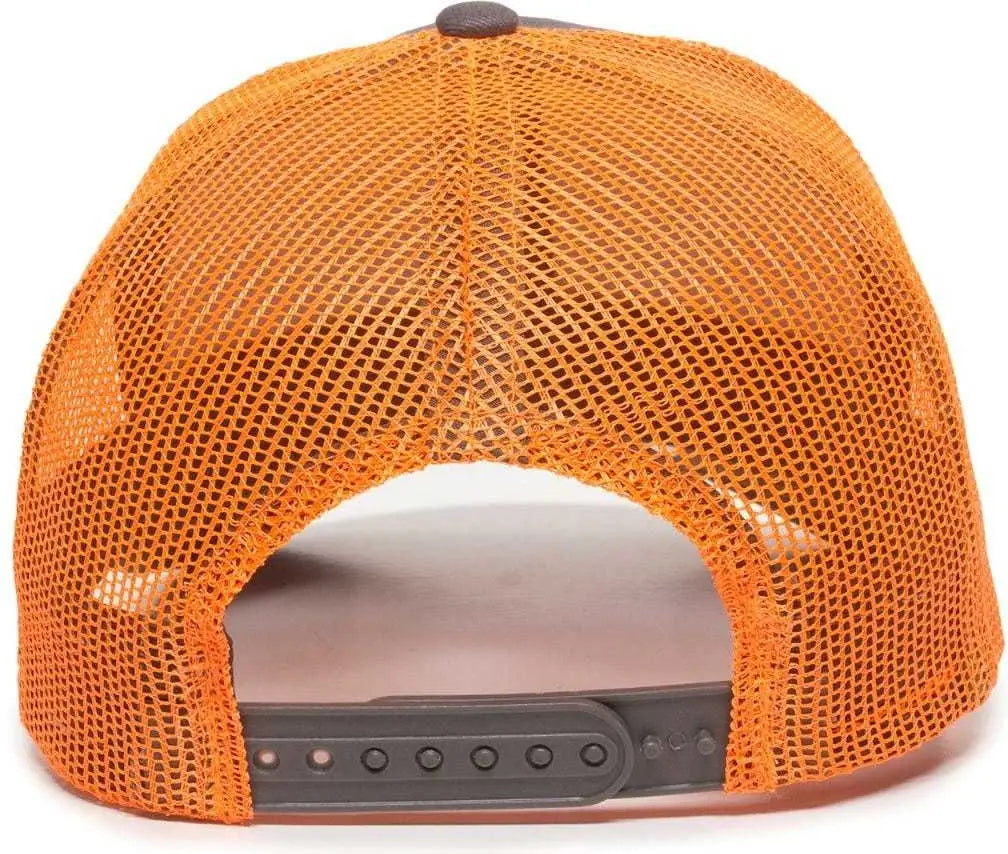 OC Sports MBW-600 Team Adjustable Mesh Back Ball Cap - Charcoal Neon Orange - Dark Gray Orange / 6 7/8’’ - 7 1/2’’