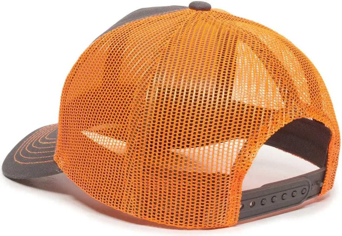 OC Sports MBW-600 Team Adjustable Mesh Back Ball Cap - Charcoal Neon Orange - Dark Gray Orange / 6 7/8’’ - 7 1/2’’