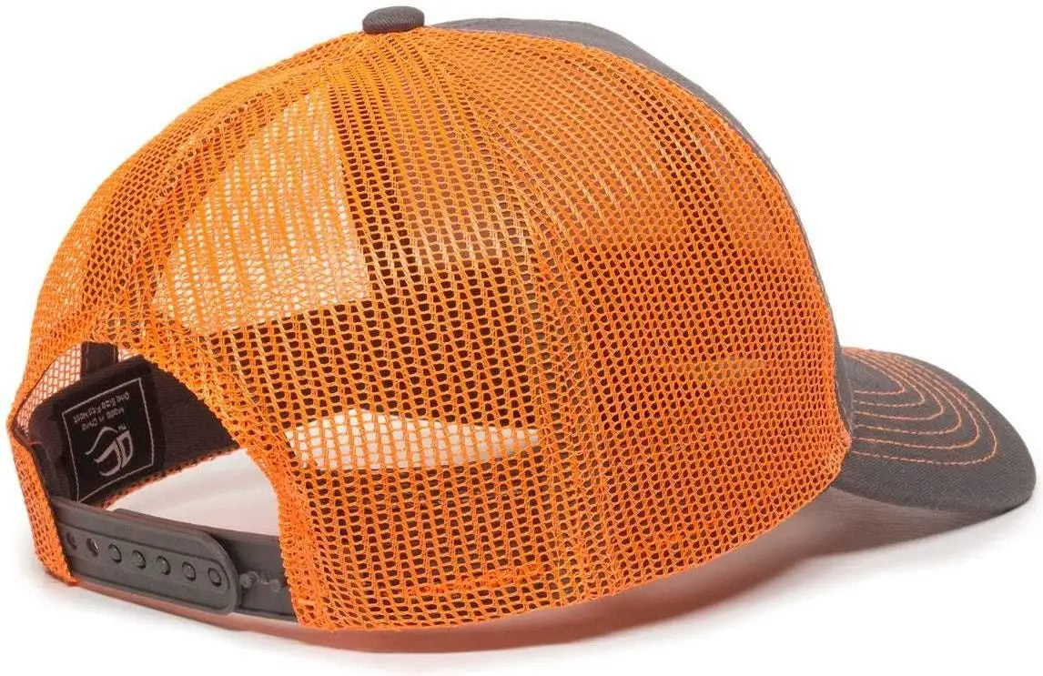 OC Sports MBW-600 Team Adjustable Mesh Back Ball Cap - Charcoal Neon Orange - Dark Gray Orange / 6 7/8’’ - 7 1/2’’