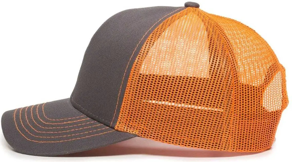 OC Sports MBW-600 Team Adjustable Mesh Back Ball Cap - Charcoal Neon Orange - Dark Gray Orange / 6 7/8’’ - 7 1/2’’