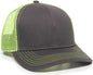 OC Sports MBW-600 Team Adjustable Mesh Back Ball Cap - Charcoal Neon Yellow - Dark Gray Yellow / 6 7/8’’ - 7 1/2’’