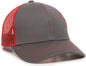OC Sports MBW-600 Team Adjustable Mesh Back Ball Cap - Charcoal Red - Dark Gray Red / 6 7/8’’ - 7 1/2’’