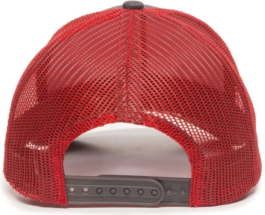 OC Sports MBW-600 Team Adjustable Mesh Back Ball Cap - Charcoal Red - Dark Gray Red / 6 7/8’’ - 7 1/2’’