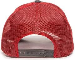 OC Sports MBW-600 Team Adjustable Mesh Back Ball Cap - Charcoal Red - Dark Gray Red / 6 7/8’’ - 7 1/2’’