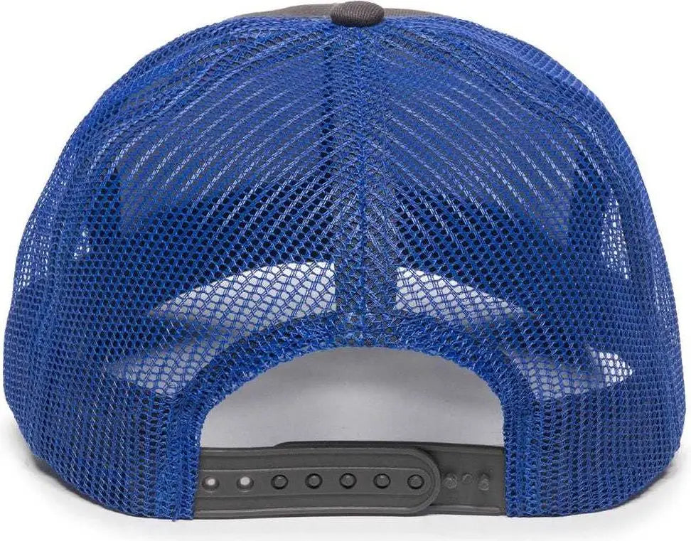 OC Sports MBW-600 Team Adjustable Mesh Back Ball Cap - Charcoal Royal - Dark Gray Royal / 6 7/8’’ - 7 1/2’’