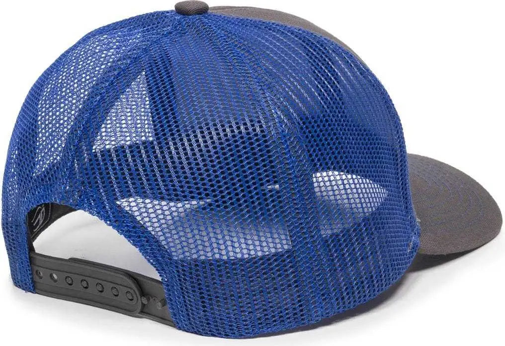 OC Sports MBW-600 Team Adjustable Mesh Back Ball Cap - Charcoal Royal - Dark Gray Royal / 6 7/8’’ - 7 1/2’’