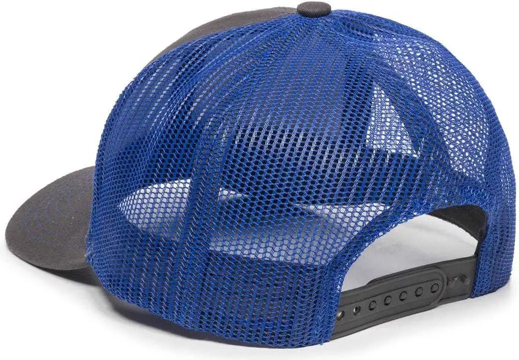 OC Sports MBW-600 Team Adjustable Mesh Back Ball Cap - Charcoal Royal - Dark Gray Royal / 6 7/8’’ - 7 1/2’’