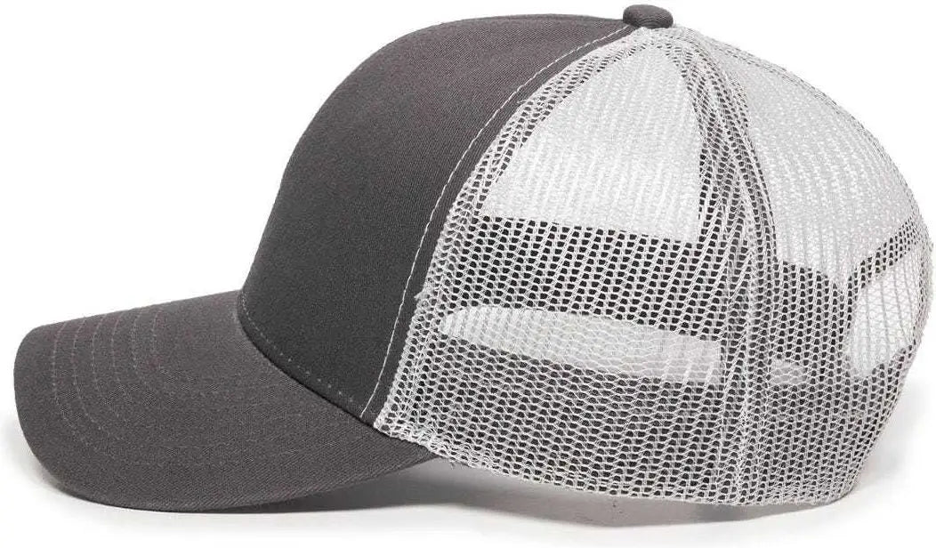 OC Sports MBW-600 Team Adjustable Mesh Back Ball Cap - Charcoal White - Dark Gray White / 6 7/8’’ - 7 1/2’’