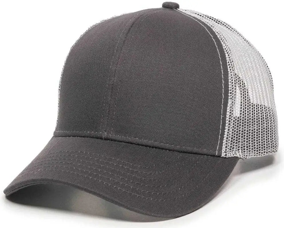 OC Sports MBW-600 Team Adjustable Mesh Back Ball Cap - Charcoal White - Dark Gray White / 6 7/8’’ - 7 1/2’’