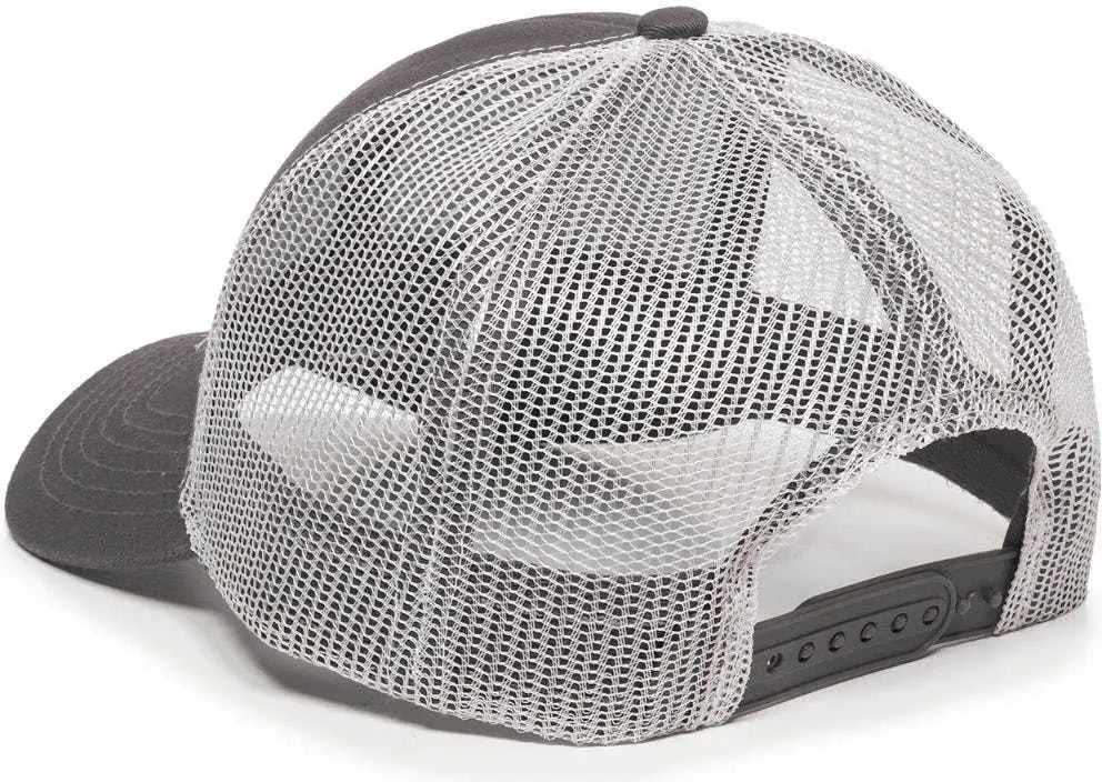 OC Sports MBW-600 Team Adjustable Mesh Back Ball Cap - Charcoal White - Dark Gray White / 6 7/8’’ - 7 1/2’’
