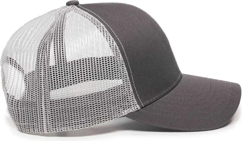 OC Sports MBW-600 Team Adjustable Mesh Back Ball Cap - Charcoal White - Dark Gray White / 6 7/8’’ - 7 1/2’’
