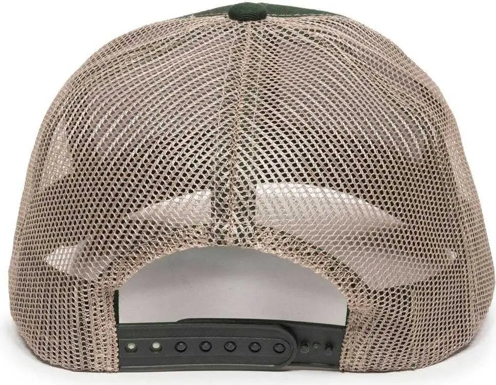 OC Sports MBW-600 Team Adjustable Mesh Back Ball Cap - Dk Green Khaki - Forest Khaki / 6 7/8’’ - 7 1/2’’