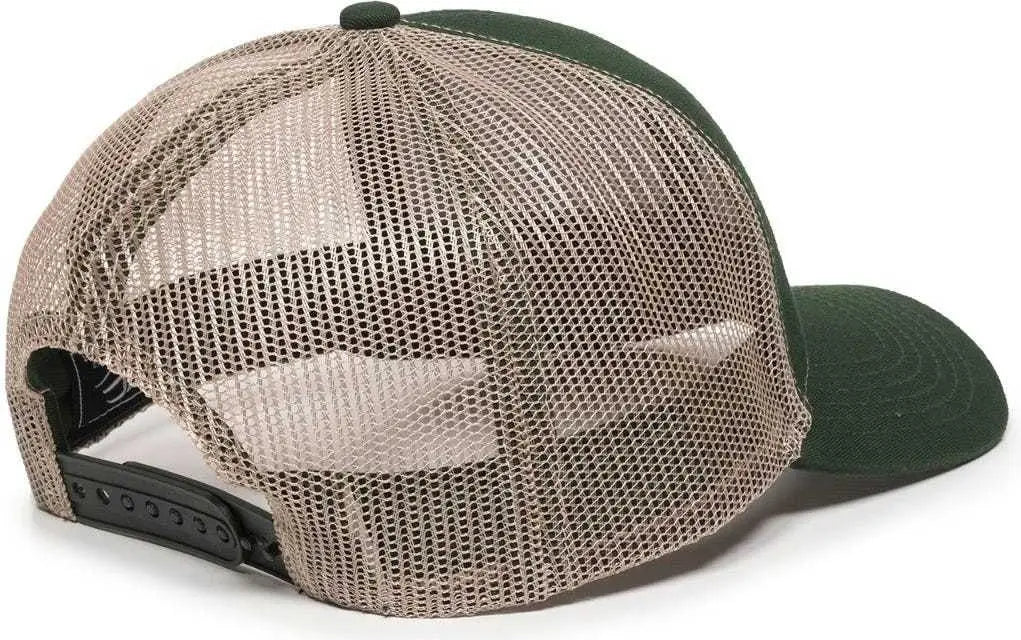 OC Sports MBW-600 Team Adjustable Mesh Back Ball Cap - Dk Green Khaki - Forest Khaki / 6 7/8’’ - 7 1/2’’