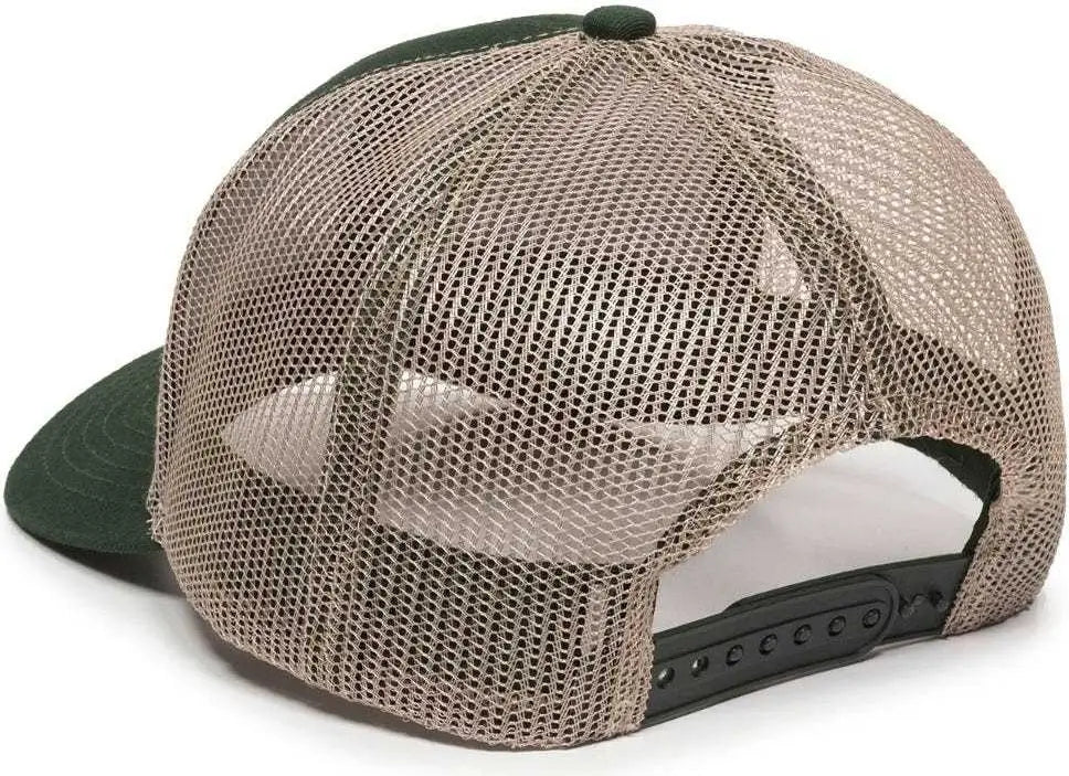OC Sports MBW-600 Team Adjustable Mesh Back Ball Cap - Dk Green Khaki - Forest Khaki / 6 7/8’’ - 7 1/2’’