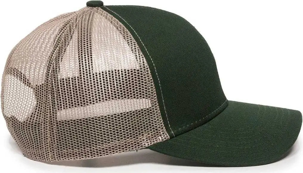 OC Sports MBW-600 Team Adjustable Mesh Back Ball Cap - Dk Green Khaki - Forest Khaki / 6 7/8’’ - 7 1/2’’