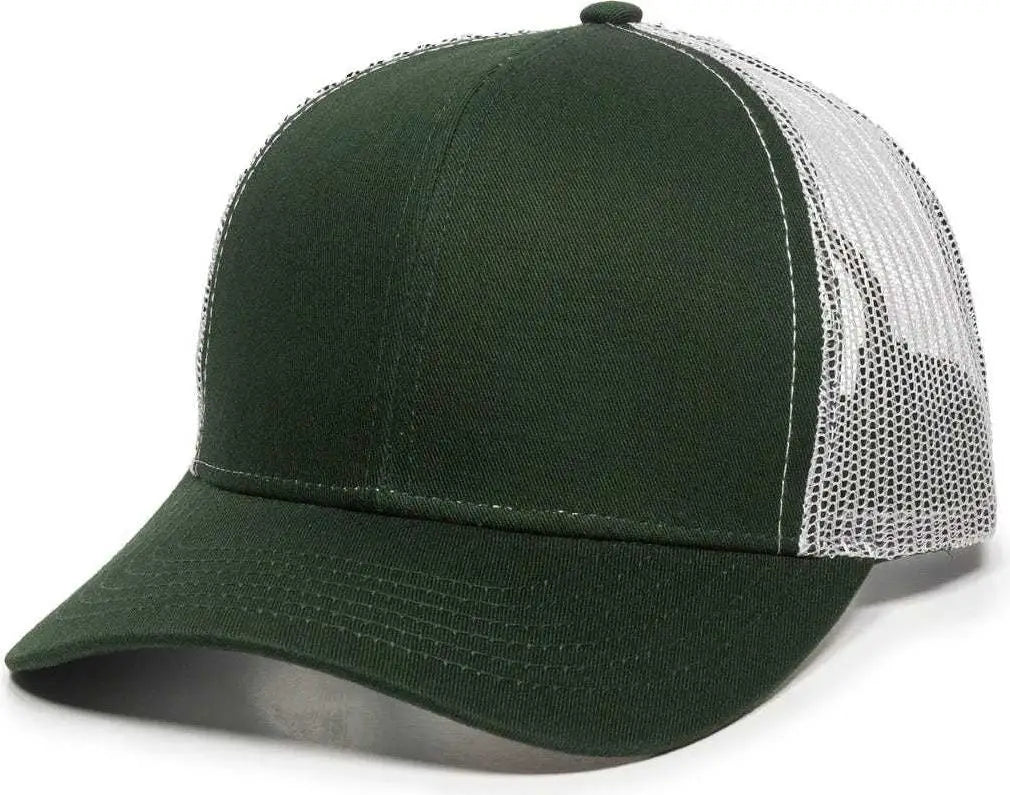 OC Sports MBW-600 Team Adjustable Mesh Back Ball Cap - Dk Green White - Forest White / 6 7/8’’ - 7 1/2’’