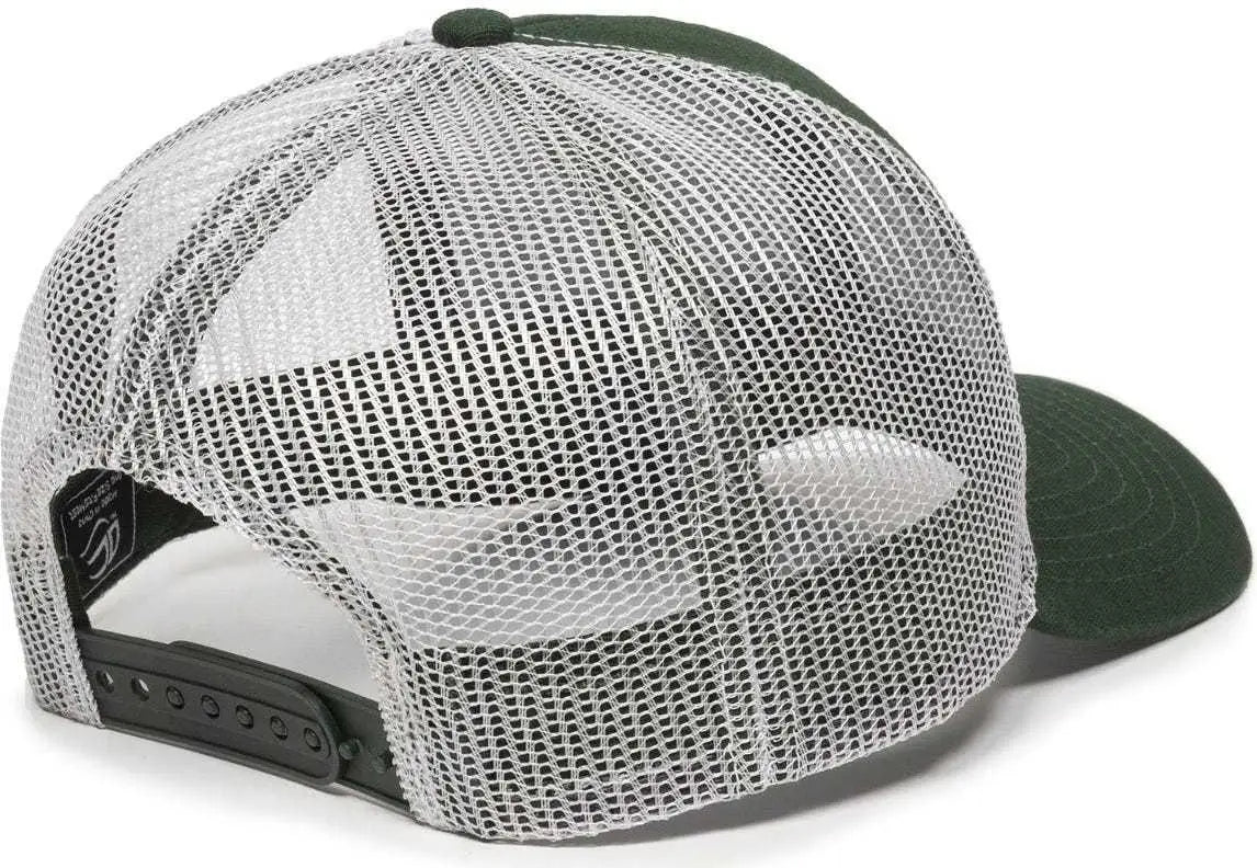 OC Sports MBW-600 Team Adjustable Mesh Back Ball Cap - Dk Green White - Forest White / 6 7/8’’ - 7 1/2’’