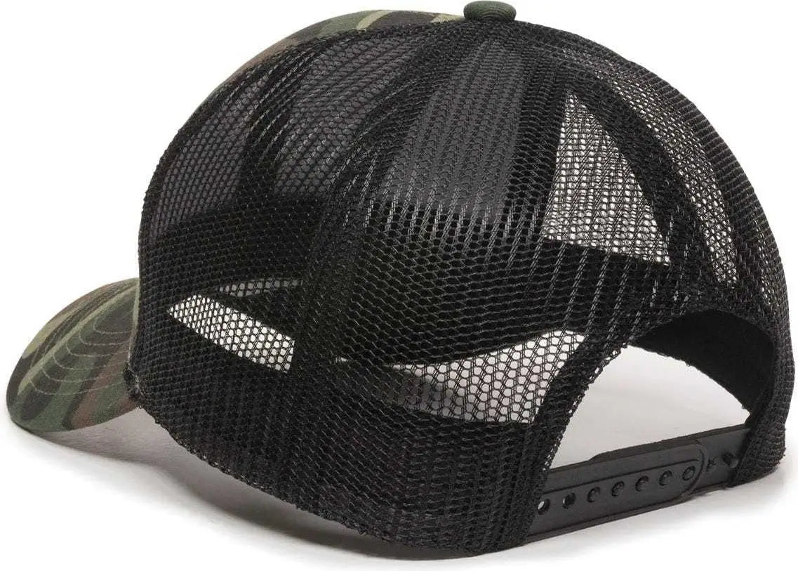 OC Sports MBW-600 Team Adjustable Mesh Back Ball Cap - Generic Camo Bk - Green Black / 6 7/8’’ - 7 1/2’’