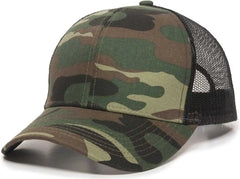 OC Sports MBW-600 Team Adjustable Mesh Back Ball Cap - Generic Camo Bk - Green Black / 6 7/8’’ - 7 1/2’’