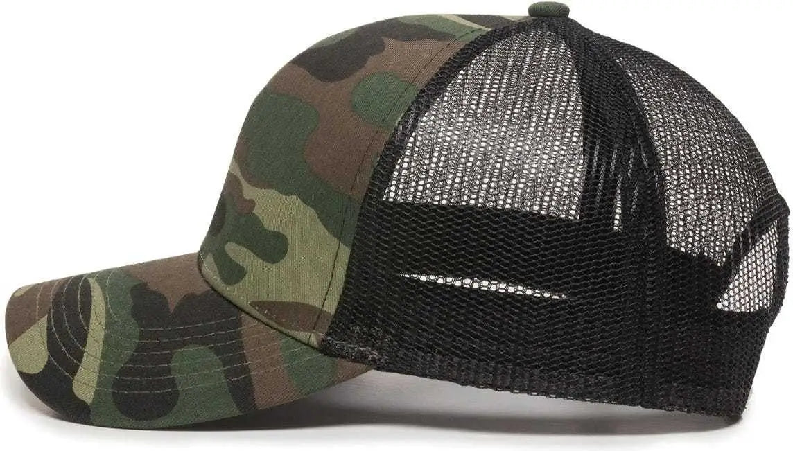 OC Sports MBW-600 Team Adjustable Mesh Back Ball Cap - Generic Camo Bk - Green Black / 6 7/8’’ - 7 1/2’’