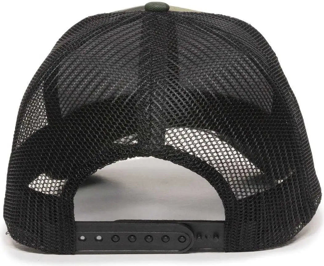 OC Sports MBW-600 Team Adjustable Mesh Back Ball Cap - Generic Camo Bk - Green Black / 6 7/8’’ - 7 1/2’’