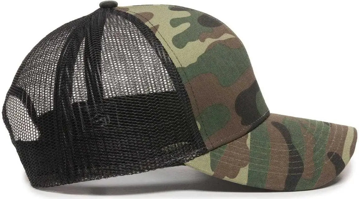 OC Sports MBW-600 Team Adjustable Mesh Back Ball Cap - Generic Camo Bk - Green Black / 6 7/8’’ - 7 1/2’’