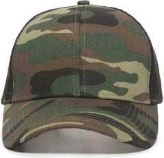OC Sports MBW-600 Team Adjustable Mesh Back Ball Cap - Generic Camo Bk - Green Black / 6 7/8’’ - 7 1/2’’