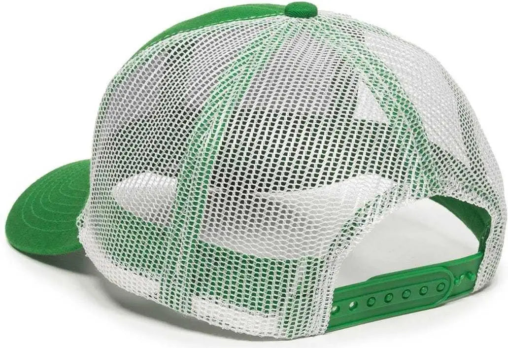 OC Sports MBW-600 Team Adjustable Mesh Back Ball Cap - Kelly White - Kelly White / 6 7/8’’ - 7 1/2’’