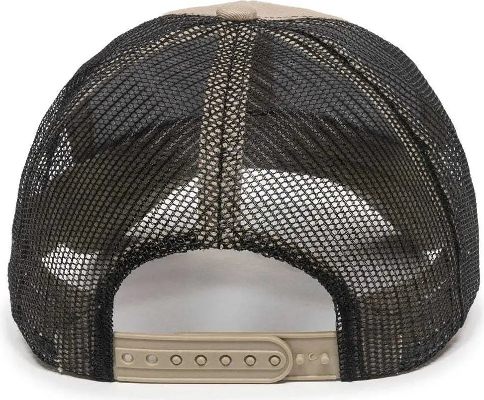 OC Sports MBW-600 Team Adjustable Mesh Back Ball Cap - Khaki Black - Khaki Black / 6 7/8’’ - 7 1/2’’