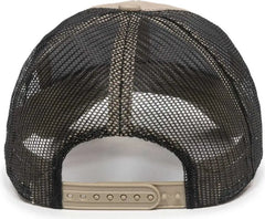 OC Sports MBW-600 Team Adjustable Mesh Back Ball Cap - Khaki Black - Khaki Black / 6 7/8’’ - 7 1/2’’