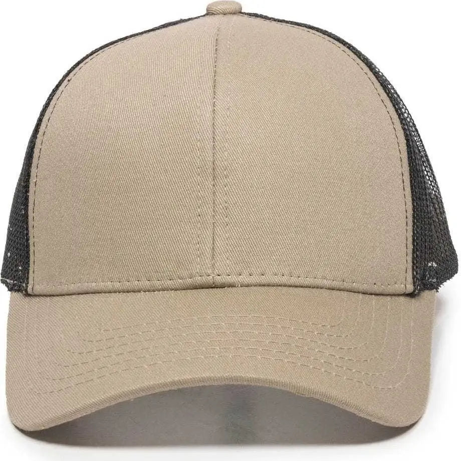 OC Sports MBW-600 Team Adjustable Mesh Back Ball Cap - Khaki Black - Khaki Black / 6 7/8’’ - 7 1/2’’