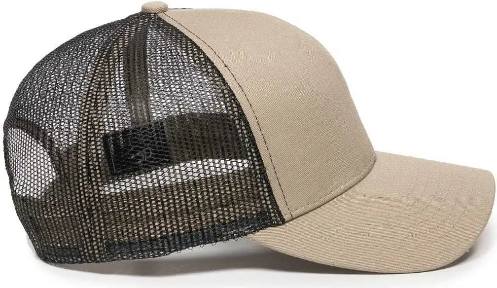 OC Sports MBW-600 Team Adjustable Mesh Back Ball Cap - Khaki Black - Khaki Black / 6 7/8’’ - 7 1/2’’