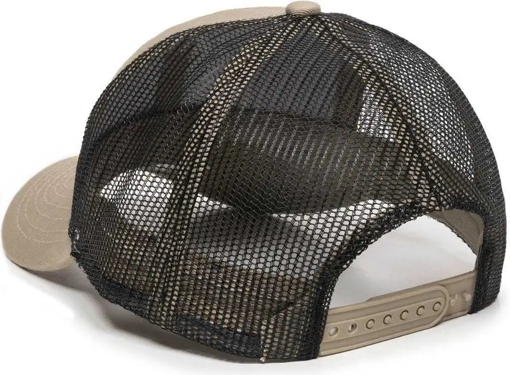 OC Sports MBW-600 Team Adjustable Mesh Back Ball Cap - Khaki Black - Khaki Black / 6 7/8’’ - 7 1/2’’