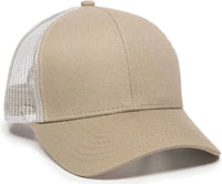 OC Sports MBW-600 Team Adjustable Mesh Back Ball Cap - Khaki White - Khaki White / 6 7/8’’ - 7 1/2’’