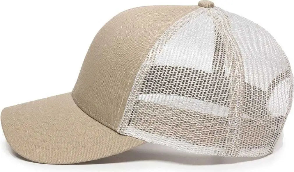 OC Sports MBW-600 Team Adjustable Mesh Back Ball Cap - Khaki White - Khaki White / 6 7/8’’ - 7 1/2’’