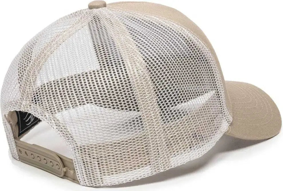 OC Sports MBW-600 Team Adjustable Mesh Back Ball Cap - Khaki White - Khaki White / 6 7/8’’ - 7 1/2’’