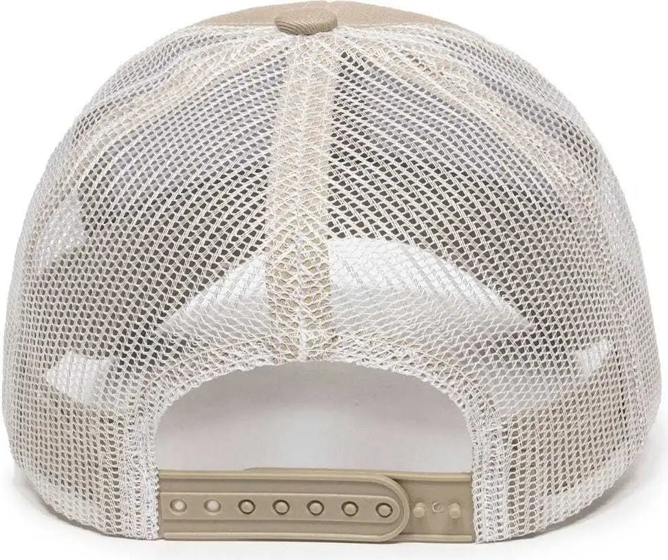 OC Sports MBW-600 Team Adjustable Mesh Back Ball Cap - Khaki White - Khaki White / 6 7/8’’ - 7 1/2’’